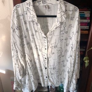 ASOS Button Down Top with Faces Pattern